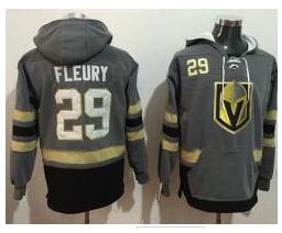 Men's Vegas Golden Knights #29 Marc-Andre Fleury Grey Name & Number Pullover NHL Hoodie