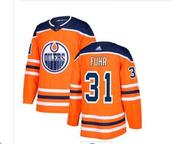 Men Adidas Edmonton Oilers #31 Grant Fuhr Orange Home Authentic Stitched NHL Jersey