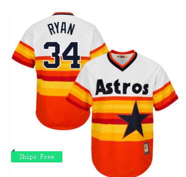Men's Houston Astros Nolan Ryan Majestic Orange Alternate Cool Base Cooperstown Collection Player Jersey