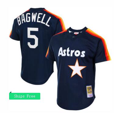 Men's Houston Astros Jeff Bagwell Mitchell & Ness Navy Cooperstown Mesh Batting Practice Jersey