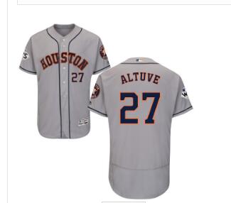 Men's Houston Astros #27 Jose Altuve Grey Flexbase Authentic Collection 2017 World Series Bound Stitched MLB Jersey