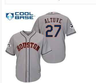 Men's Houston Astros #27 Jose Altuve Grey New Cool Base 2017 World Series Bound Stitched MLB Jersey