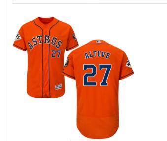 Men's Houston Astros #27 Jose Altuve Orange New Cool Base 2017 World Series Bound Stitched MLB Jersey