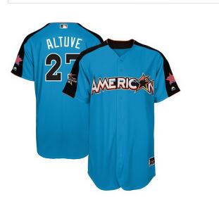 Men's American League Houston Astros #27 Jose Altuve Majestic Blue 2017 MLB All-Star Game Authentic Home Run Derby Jersey