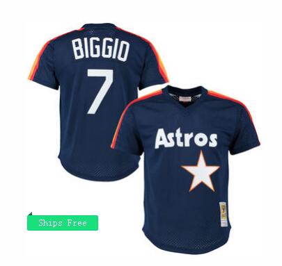 Men's Houston Astros Craig Biggio Mitchell & Ness Navy Cooperstown Mesh Batting Practice Jersey
