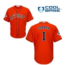 Men's Houston Astros #1 Carlos Correa Orange New Cool Base 2017 World Series Bound Stitched MLB Jersey
