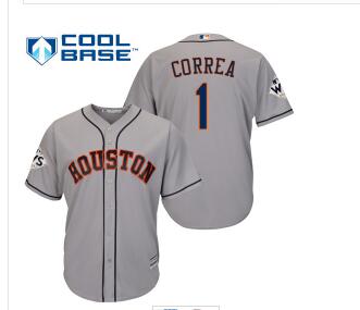 Men's Houston Astros #1 Carlos Correa Grey New Cool Base 2017 World Series Bound Stitched MLB Jersey
