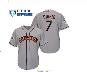 Men's Houston Astros #7 Craig Biggio Grey New Cool Base 2017 World Series Bound Stitched MLB Jersey