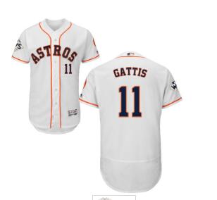 Men's Houston Astros #11 Evan Gattis White Flexbase Authentic Collection 2017 World Series Bound Stitched MLB Jersey