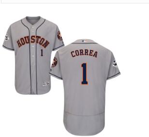 Men's Houston Astros #1 Carlos Correa Grey Flexbase Authentic Collection 2017 World Series Bound Stitched MLB Jersey