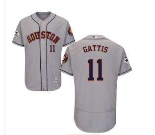 Men's Houston Astros #11 Evan Gattis Grey Flexbase Authentic Collection 2017 World Series Bound Stitched MLB Jersey
