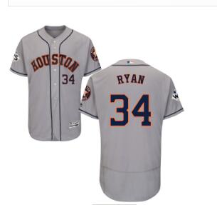 Men's Houston Astros #34 Nolan Ryan Grey Flexbase Authentic Collection 2017 World Series Bound Stitched MLB Jersey