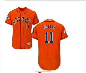 Men's Houston Astros #11 Evan Gattis Orange Flexbase Authentic Collection 2017 World Series Bound Stitched MLB Jersey
