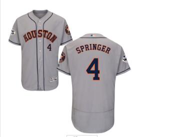 Men's Houston Astros #4 George Springer Grey Flexbase Authentic Collection 2017 World Series Bound Stitched MLB Jersey