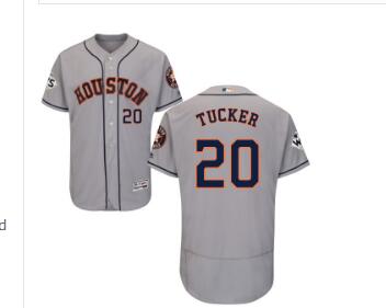 Men's Houston Astros #20 Preston Tucker Grey Flexbase Authentic Collection 2017 World Series Bound Stitched MLB Jersey