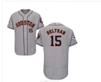 Men's Houston Astros #15 Carlos Beltran Grey Flexbase Authentic Collection 2017 World Series Bound Stitched MLB Jersey