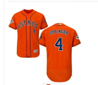 Men's Houston Astros #4 George Springer Orange Flexbase Authentic Collection 2017 World Series Bound Stitched MLB Jersey