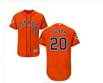 Men's Houston Astros #20 Preston Tucker Orange Flexbase Authentic Collection 2017 World Series Bound Stitched MLB Jersey