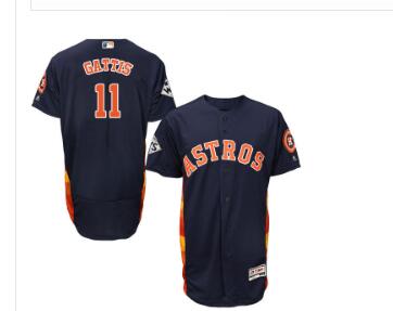 Men's Houston Astros #11 Evan Gattis Navy Blue Flexbase Authentic Collection 2017 World Series Bound Stitched MLB Jersey