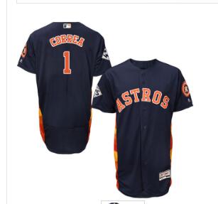 Men's Houston Astros #1 Carlos Correa Navy Blue Flexbase Authentic Collection 2017 World Series Bound Stitched MLB Jersey
