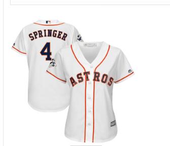 Women's Houston Astros #4 George Springer White Women 2017 World Series Bound Cool Base Player Jersey