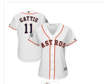 Women's Houston Astros #11 Evan Gattis White Women 2017 World Series Bound Cool Base Player Jersey