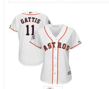 Women's Houston Astros #11 Evan Gattis White Women 2017 World Series Bound Cool Base Player Jersey