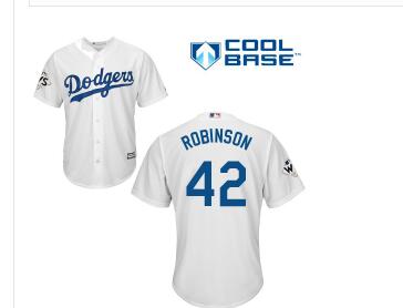 Men's Los Angeles Dodgers #42 Jackie Robinson White New Cool Base 2017 World Series Bound Stitched MLB Jersey