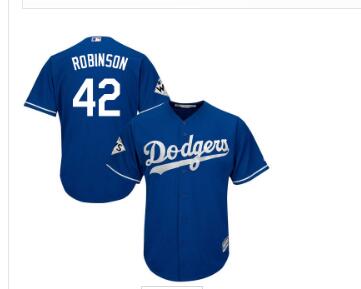 Men's Los Angeles Dodgers #42 Jackie Robinson Blue New Cool Base 2017 World Series Bound Stitched MLB Jersey