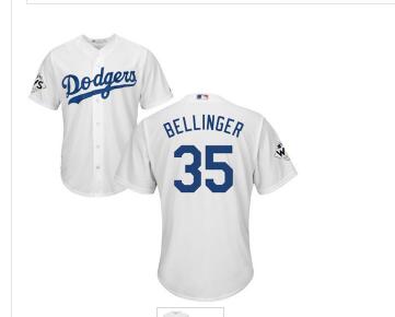 Men's Los Angeles Dodgers #35 Cody Bellinger White New Cool Base 2017 World Series Bound Stitched MLB Jersey