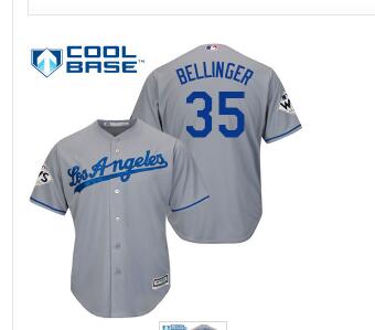 Men's Los Angeles Dodgers #35 Cody Bellinger Grey New Cool Base 2017 World Series Bound Stitched MLB Jersey