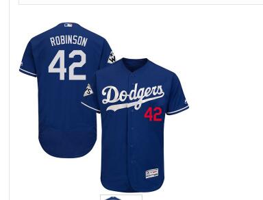 Men's Los Angeles Dodgers #42 Jackie Robinson Blue Flexbase Authentic Collection 2017 World Series Bound Stitched MLB Jersey