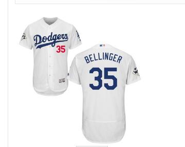 Men's Los Angeles Dodgers #35 Cody Bellinger White Flexbase Authentic Collection 2017 World Series Bound Stitched MLB Jersey