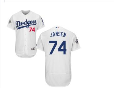 Men's Los Angeles Dodgers #74 Kenley Jansen White Flexbase Authentic Collection 2017 World Series Bound Stitched MLB Jersey