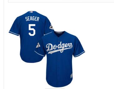 Men's Los Angeles Dodgers #5 Corey Seager Blue New Cool Base 2017 World Series Bound Stitched MLB Jersey