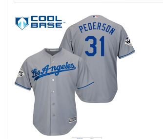 Men's Los Angeles Dodgers #31 Joc Pederson Grey New Cool Base 2017 World Series Bound Stitched MLB Jersey