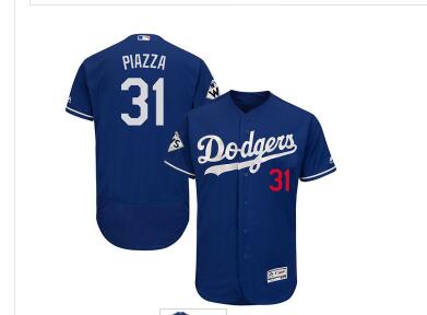 Men's Los Angeles Dodgers #31 Mike Piazza Blue Flexbase Authentic Collection 2017 World Series Bound Stitched MLB Jersey