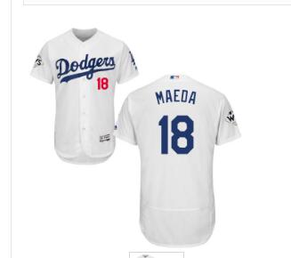 Men's Los Angeles Dodgers #18 Kenta Maeda White Flexbase Authentic Collection 2017 World Series Bound Stitched MLB Jersey