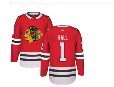 Adidas Chicago Blackhawks #1 Glenn Hall Red Home Authentic Stitched NHL Jersey