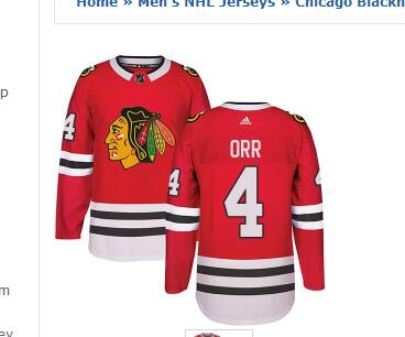 Adidas Chicago Blackhawks #4 Bobby Orr Red Home Authentic Stitched NHL Jersey