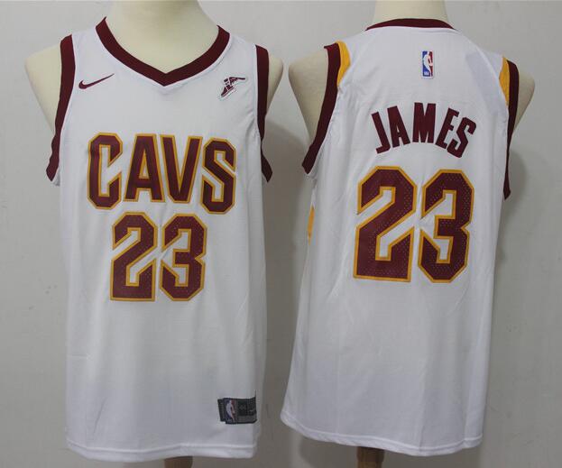 Nike Mens Cleveland 23 Lebron James Basketball Jerseys White