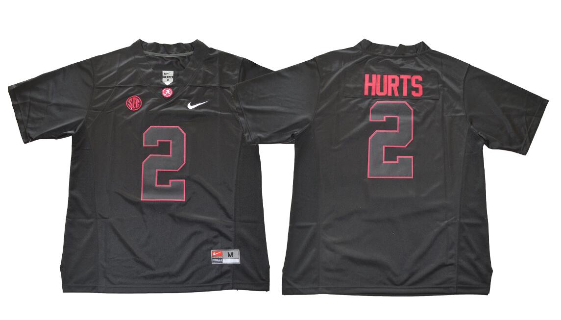 Alabama Crimson Tide Jalen Hurts 2 College Football Jersey - Blackout