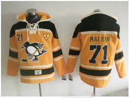 Men's Pittsburgh Penguins #71 Evgeni Malkin 2016 NEW Yellow Stitched NHL Old Time Hockey Hoodie