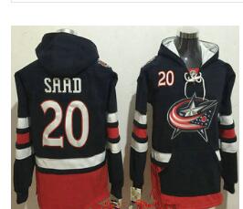 Men's Columbus Blue Jackets #20 Brandon Saad NEW Navy Blue Home Stitched NHL Old Tim Hockey Hoodie