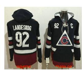 Men's Colorado Avalanche #92 Gabriel Landeskog NEW Navy Blue Stitched NHL Old Tim Hockey Hoodie