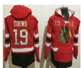 Men's Chicago Blackhawks #19 Jonathan Toews NEW Red Stitched NHL Old Tim Hockey Hoodie