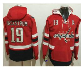 Men's Washington Capitals #19 Nicklas Backstrom NEW Red Stitched NHL Old Tim Hockey Hoodie