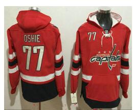 Men's Washington Capitals #77 T.J. Oshie NEW Red Stitched NHL Old Tim Hockey Hoodie