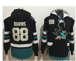 Men's San Jose Sharks #88 Brent Burns NEW Black Stitched NHL Old Time Hockey Hoodie
