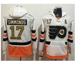 Men's Philadelphia Flyers #17 Wayne Simmonds White with Gold 50th Patch Stitched NHL Old Tim Hockey Hoodie